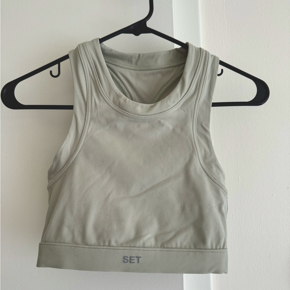 Set Active light green cropped workout top